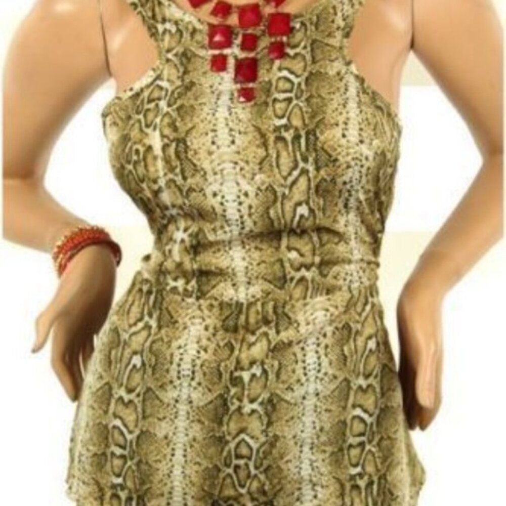 Le Fash NWOT Brown Snakeskin Animal Print Sleeveless Tank/Blouse